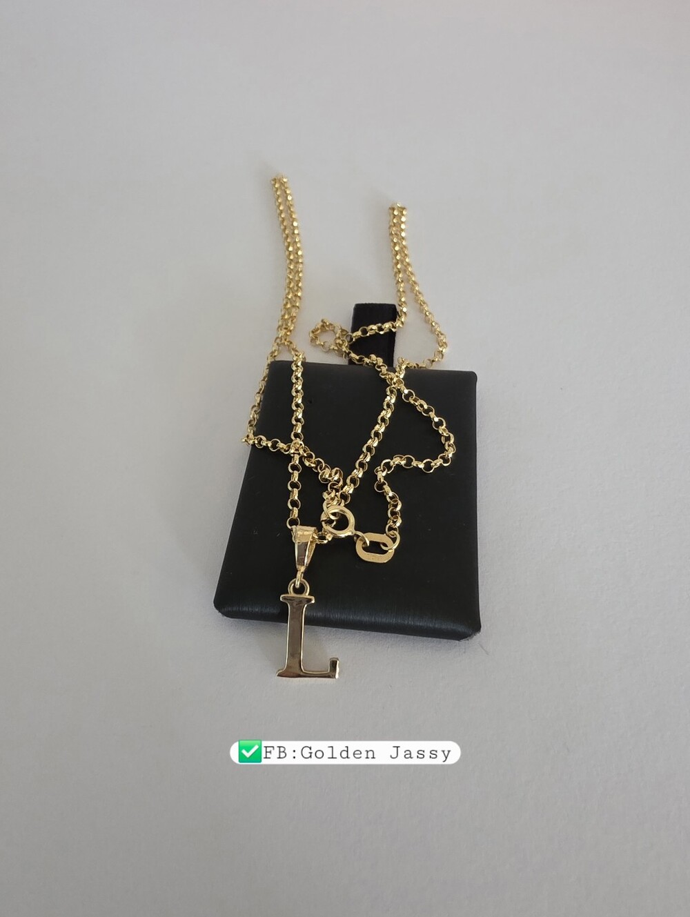 18K Real Gold L Necklace 17.5"